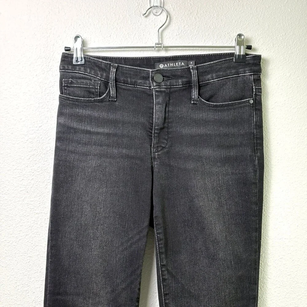 Athleta Sculptek Straight Skinny Jeans Womens Size 2 Black‎ Denim Stretch